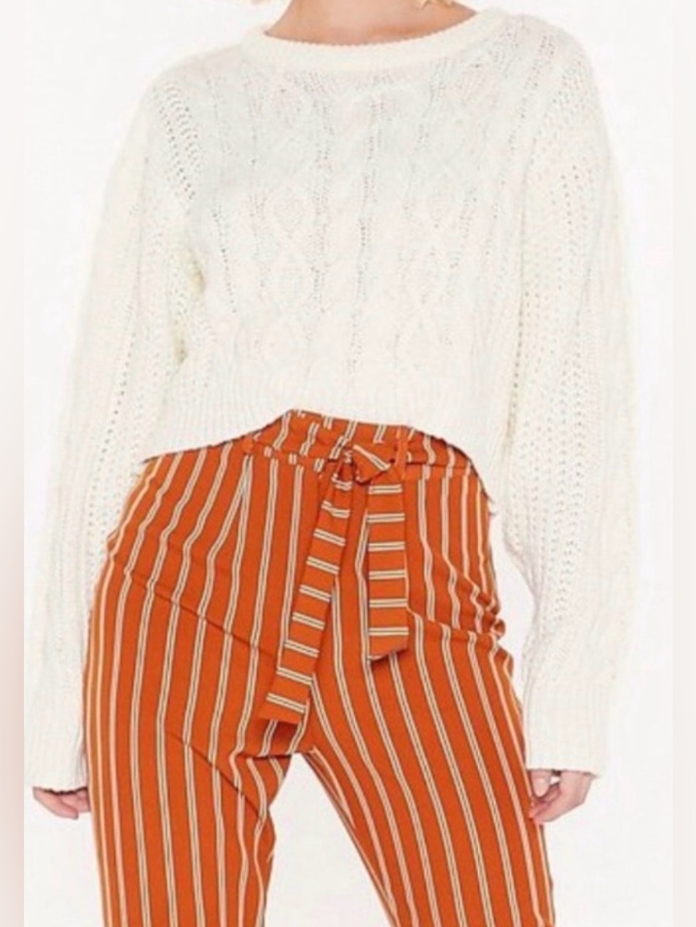 NWT Brave Soul White Relaxed Cable Knit Sweater / Large